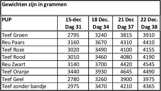 Gewichten vanaf 15 december 2015 Gewichten vanaf 15 december 2015