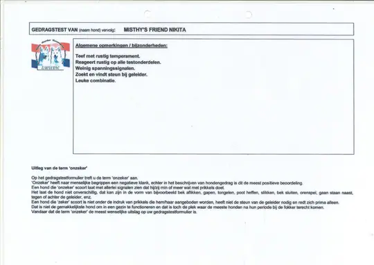 Uitslag gedragstest