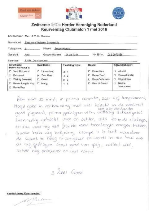 Keurrapport Easy 1 mei 2016 Keurrapport Easy 1 mei 2016
