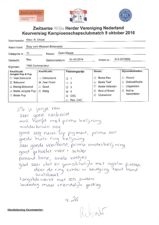 Keurrapport Easy 9 oktober 2016 Keurrapport Easy 9 oktober 2016